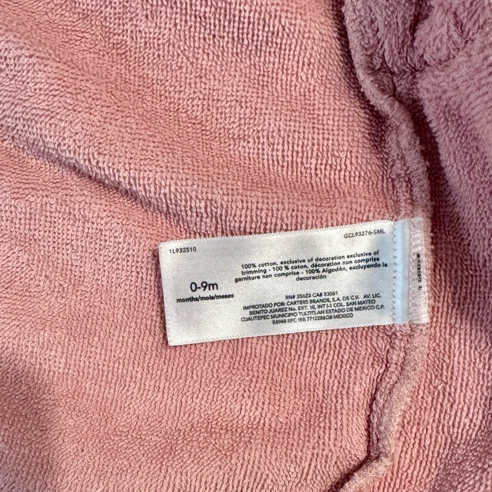 Carters Pink Bunny Terry Cloth Hooded Bath Robe - Picture 3 of 4